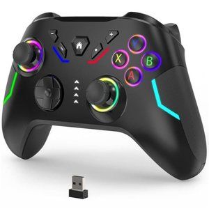Wireless Gaming Controller w/ Dual Vibration, 2 Customized Key, Turbon Function